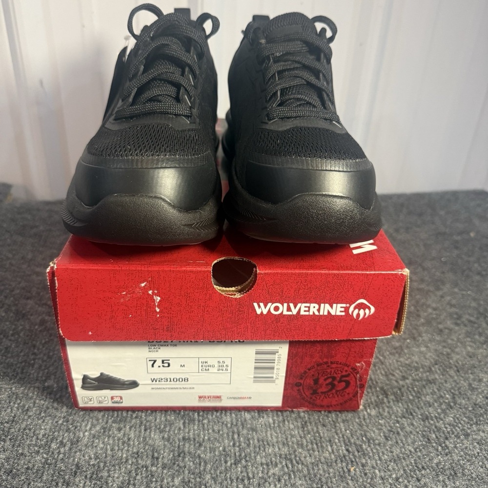 NWT Wolverine Women 7.5 Alloy Toe Slip Resistant Work Shoes Black Safety Sneaker